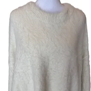 Free People Harrison Bunny Crew Neck Sweater Oversized Cream Womens Medium thumbnail 6