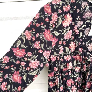 NWT American Eagle Womens Shirt Blouse Black Pink Mauve Floral Front Medium thumbnail 7