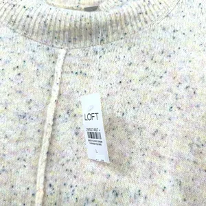 Loft Size Large Sweater Cream Speckled Oversized Batwing Pullover Fuzzy Knit NWT thumbnail 4