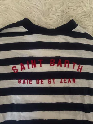 Brandy Melville Black/White Striped Crewneck Long Sleeve Embroidered Tee OS thumbnail 2