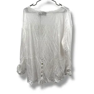 Adrienne Vittadini NWT Linen Top Women's XL White Long Sleeve Lightweight Resort thumbnail 2