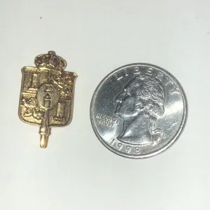 Sigma Delta Pi Coat of Arms Gold Tone Crest Pin thumbnail 2