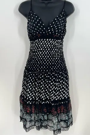 Gurreut Women's Polka Dot Spaghetti Strap Cotton Blend Chiffon Dress-Size L thumbnail 3