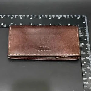 Vintage FOSSIL Brown Pebbled Leather Contrast Stitch Bifold Wallet thumbnail 8