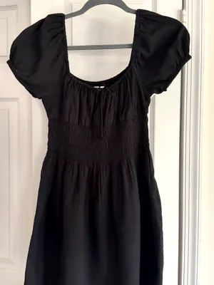 Sunday Best Aritzia Black Smocked Puff Sleeve Mini Dress XS thumbnail 7