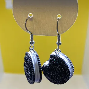 Y2K Glitter Cookie Drop Dangle EarringsSimulated Food Pattern Jewelry thumbnail 5