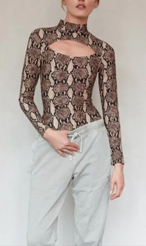 A.L.C. x Bandier Bodysuit Womens Size S Small Python Snakeskin Cutout Mock Neck thumbnail 1
