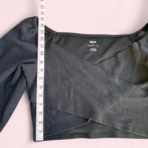 Anthropologie wrap blouse| Black Cropped Top thumbnail 4