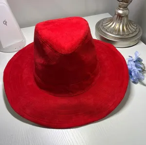 Something Special LA Red Faux Suede Wide Brim Sun Hat‎ Fedora Boho Chic thumbnail 1