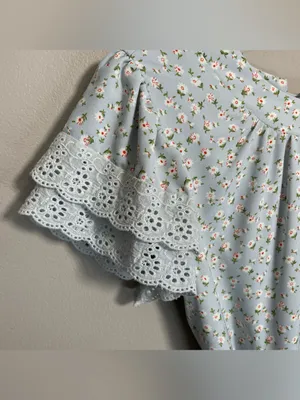 JessaKae Dainty Floral Belted Midi Dress Lace Eyelet Sleeves thumbnail 7