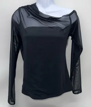 Abercrombie & Fitch Black Sheer Long Sleeve Blouse thumbnail 1