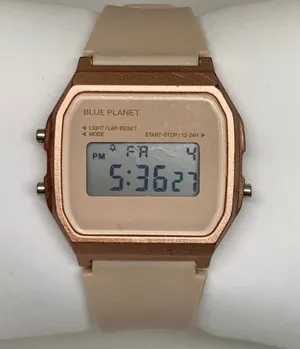 Digital quartz women watch 33mm rose gold multifunction, brown silicone running thumbnail 1