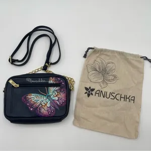 New Anuschka Hand Painted Leather RFID Camera Crossbody Bag Magical Wings thumbnail 12