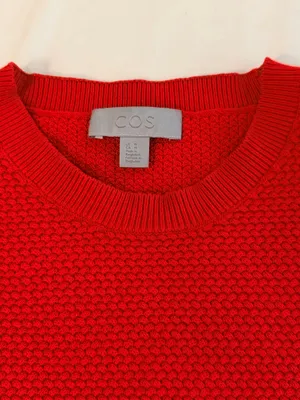 COS Red Textured Knit Crewneck Sweater M thumbnail 6