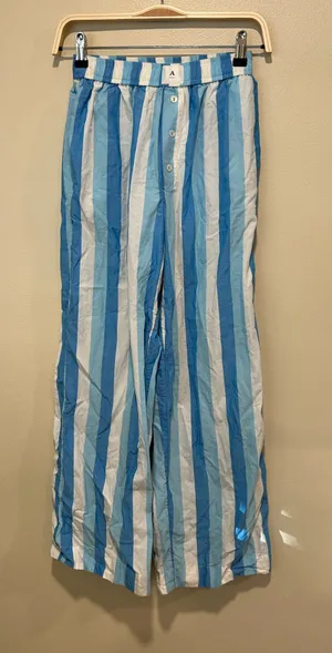 Anthropologie blue and white striped pajama pants thumbnail 1