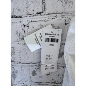 Hollister White Ribbed Baby Cami Blue‎ Floral Embroidery Adjustable Straps Large thumbnail 4