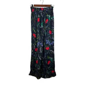 Aerie Wide Leg Pants Womens Small‎ Navy Blue Floral Smocked High Waist 3992 thumbnail 4