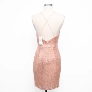 Liv Foster - Rosy‎ Peach Sequin Draped Plunge V-Neck Mini Dress thumbnail 7