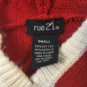 Rue21 Red/Black Holiday Christmas Santa Hooded Ugly Sweater S Cosplay Kidcore thumbnail 8