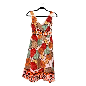 American Rag 100% Cotton Floral Above Knee Dress Small Retro Boho Tie Waist EUC thumbnail 5