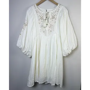 Anthropologie Viveka Embroidered Lace Mini Dress Medium goddess bohemian fairy thumbnail 5