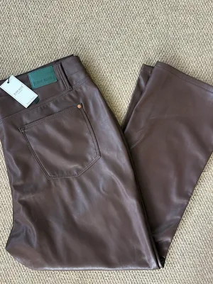 NWT Judy Blue Faux Leather Tummy Control High Rise Straight Pants Brown Size 20W thumbnail 3