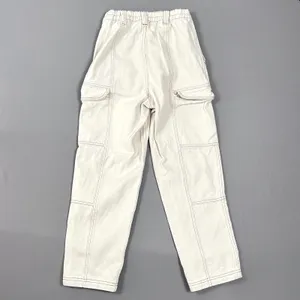 PacSun Cargo Pants‎ Womens M Relaxed Denim Utility Baggy Streetwear Beige White thumbnail 5