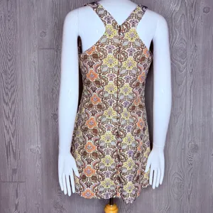 Zara trafaluc gold and brown warm tone paisley dress sleeveless short dress sm thumbnail 9