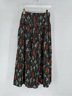 NATURAL LIFE Charcoal Floral Midi Skirt Sz S Cottage Boho Dark Romantic Fairy thumbnail 2