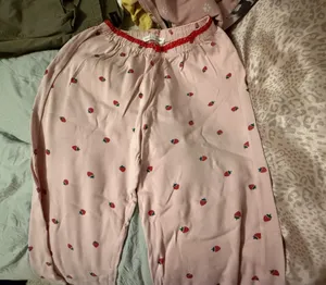 Love peace and lazy days strawberry and rose pjs thumbnail 1