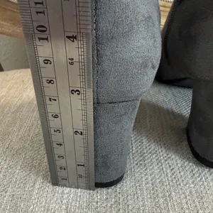 Grey faux Suede Over the Knee Boots Block Heel OTK Charcoal Long Tall Boots 9 thumbnail 9