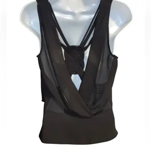 Love Tree Black Sleeveless Blouse Size Medium (Look At The Back Details) thumbnail 2