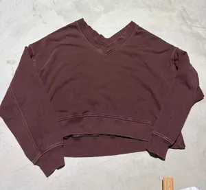 Aerie brown Women’s V-Neck Cropped sweatshirt medium thumbnail 1