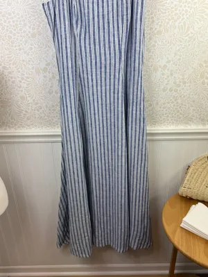 Calypso St. Barth Linen Blue White Striped Beaded Strap Maxi Dress - Size - XS thumbnail 8