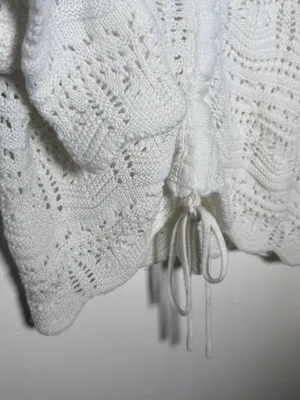 Source Unknown White Crochet Knit Tie-Front Cardigan Medium Cottage Core Bella Swan Festival thumbnail 3