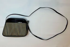 Designer Originals Vintage Fendi-Inspired Black/Tan Striped Neoprene Pequin Crossbody Purse thumbnail 1