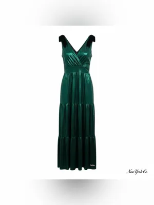 Sugarlips Liquid Satin Emerald Green Metallic Maxi Dress thumbnail 7