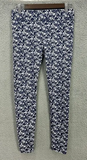 Aerie Seamless Leggings‎ Womens Medium Blue Floral 7/8 Gym Outdoors Athleisure thumbnail 1