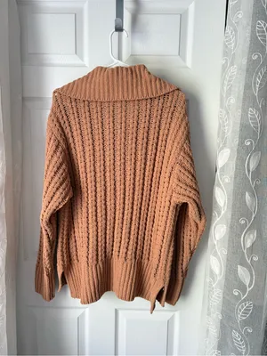 Aerie Womens Quarter Zip Pullover Sweater chunk Knit Collared Cozy size M thumbnail 6