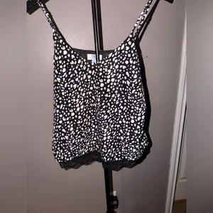 AtOwn Black & White Polka Dot Camisole Top – Lace Hem – Size Small thumbnail 6