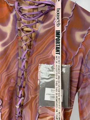 NWT House of CB Dylan Purple Printed Mesh Lace Up Mini Dress Size‎ 4 thumbnail 6