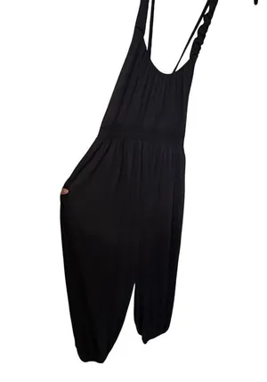 Free People FP Movement Black Scrunch Oversized Barrel Leg Jumpsuit Size Small thumbnail 2