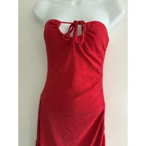Princess Polly Red Strapless Ruched Mini Dress Tie Front Glitter Y2K Party US 4 thumbnail 4