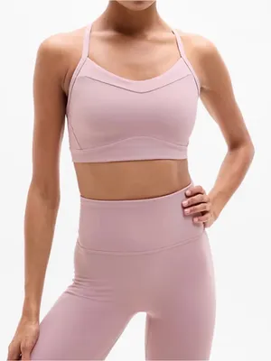 Athleta Vital Sports Bra Blush Lavender Racerback Light Support Yoga Medium thumbnail 4