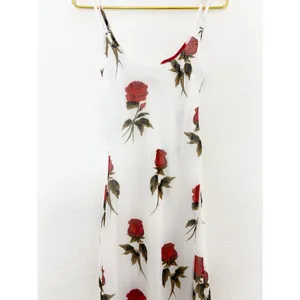 VRG Grl Rose Print White Midi Slip Dress Size 6 Romantic Wedding Feminine thumbnail 9