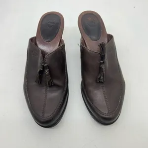 Ariat Women's Brown Leather Clogs Slip On Mules Tassels style #20926 size 7 thumbnail 3