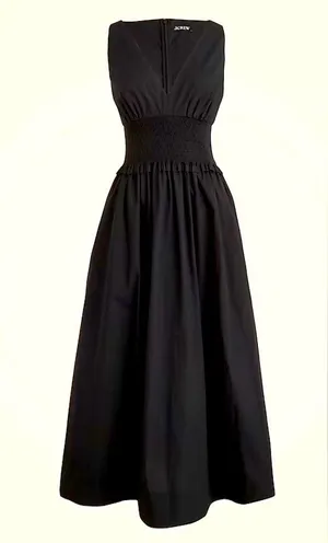J. Crew Black Dress with smocked waist. 💯 cotton. Size Medium. NWT. 50”. thumbnail 2