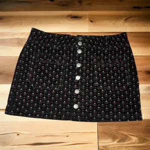 We the Free People Womens Skirt Sz 29 Black‎ Print Joanie Corduroy Mini Buttons thumbnail 7