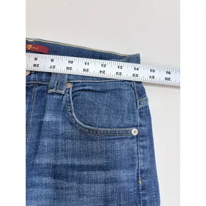 7 For All Mankind Cropped Wide Leg Jeans Women Blue Frayed Hem 28‎ thumbnail 9