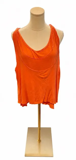We The Free Layered Tank Top Large Orange Oversized Draped Racerback Sleeveless thumbnail 1